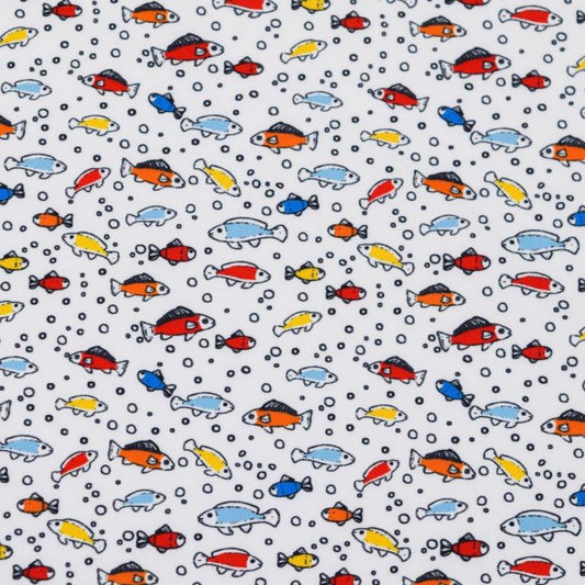 Ocean Life Printed Polo white multi ocean life pattern detail close up