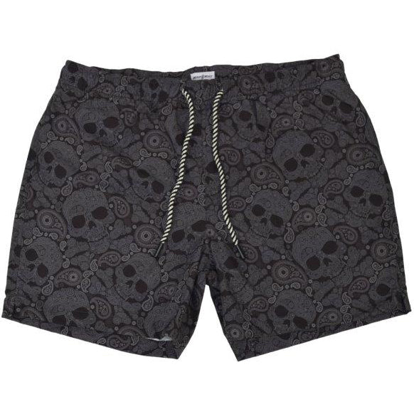 Paisley Skull Swim Trunks - Black - Buoy & Boat - Swim Trunks - 