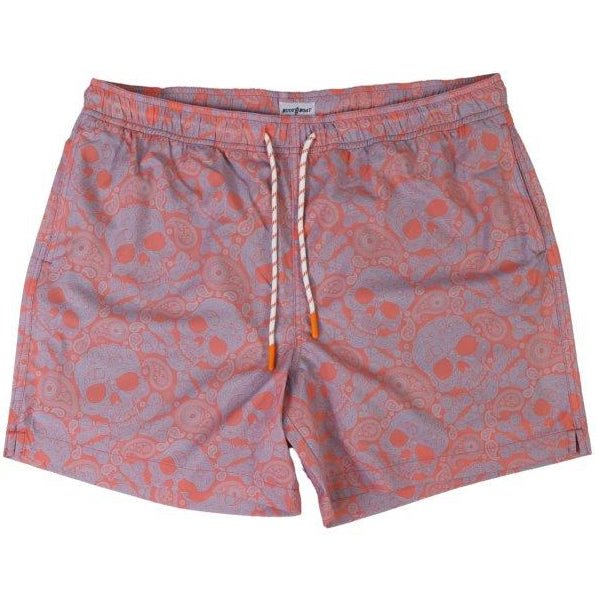 Paisley Skull Swim Trunks - Coral - Buoy & Boat - Swim Trunks - 