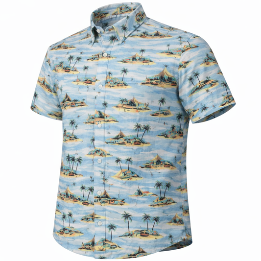 Paradise woven shirt multi short sleeve stretch button-down front view
