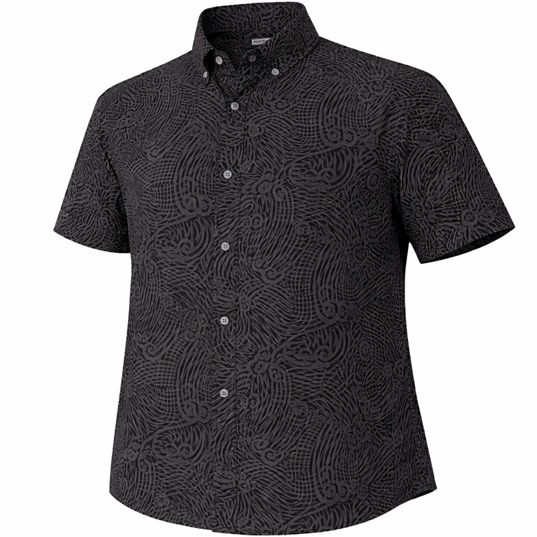 Ripcurl woven shirt black short sleeve stretch button-down front view