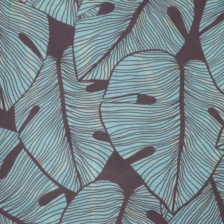 Rubberplant woven shirt lagoon tropical rubberplant pattern detail close up