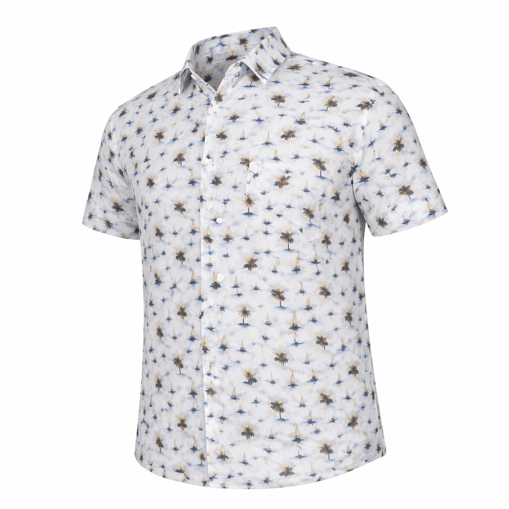 Sail Away Woven Shirt white multi nautical pattern short sleeve button down front view