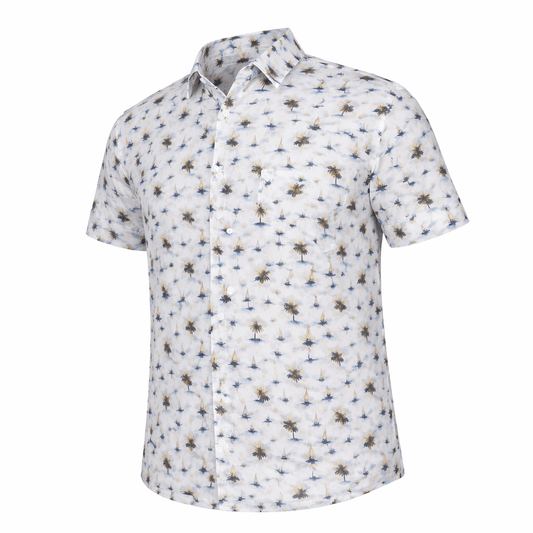 Sail Away Woven Shirt white multi nautical pattern short sleeve button down front view