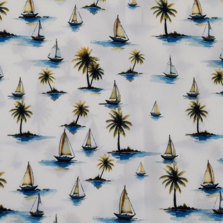 Sail Away Woven Shirt white multi sail pattern detail close up