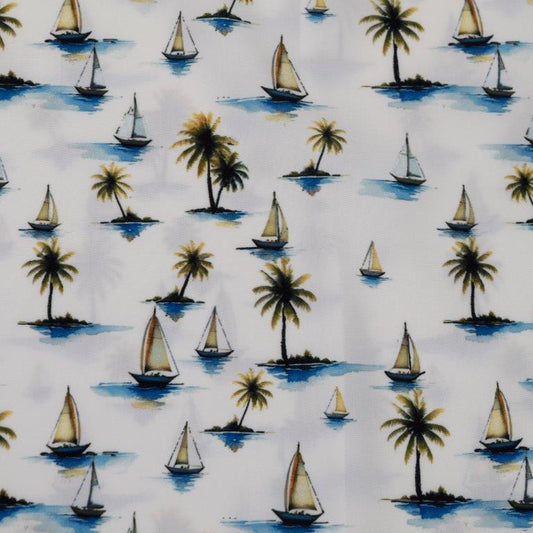 Sail Away Woven Shirt white multi sail pattern detail close up