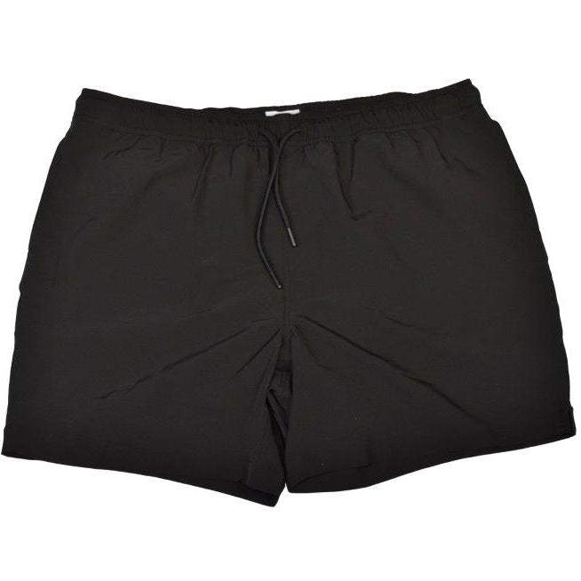 Solid Swim Trunks black athletic fit quick dry front view
