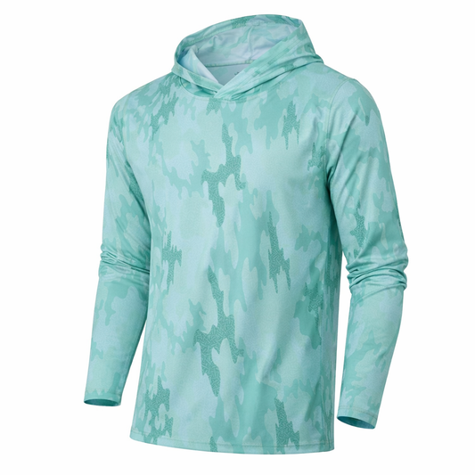 Surf Island Camo Long Sleeve aqua relaxed coastal knit front view