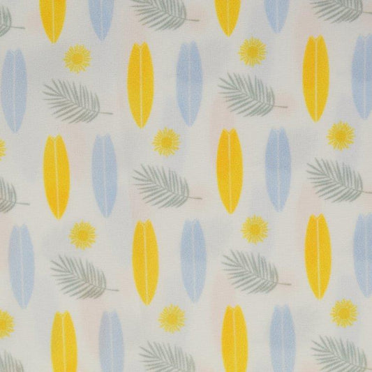 Surfboard Woven Shirt white multi surfboard pattern detail close up