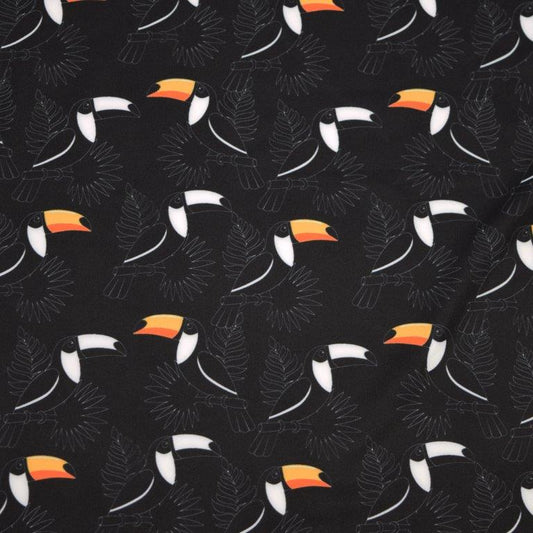 Toucan Printed Polo black toucan pattern detail close up