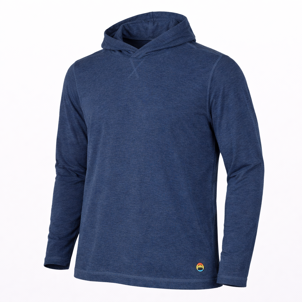 Tri-blend hoodie navy lightweight pullover front view