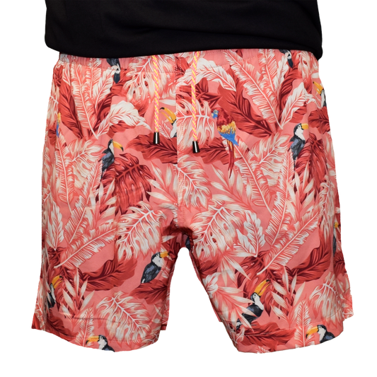 Tropical Birds Swim Trunks - Coral