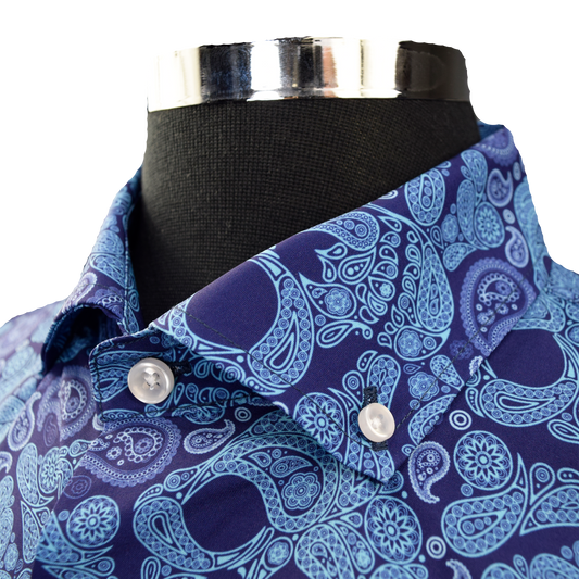 Paisley Skull Woven Shirt - Aqua