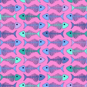 Fish Bones swim trunks pink fish bones pattern detail close up